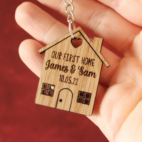 2x Personalised Our First Home Keychains / Engraved New Home Matching Keyrings, Housewarming Gift For The Home, New Homeowner Present 2023