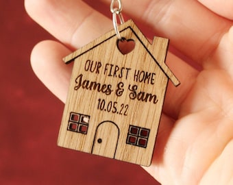 2x Personalised Our First Home Keychains / Engraved New Home Matching Keyrings, Housewarming Gift For The Home, New Homeowner Present 2023