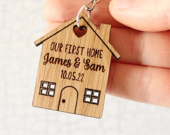 2x Our First Home Personalised Couples Keyring, House Warming Key Chain, Moving House Gift, New Home Keyrings, His & Hers Keyring Homeowner