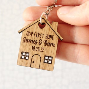 2x Our First Home Personalised Couples Keyring, House Warming Key Chain, Moving House Gift, New Home Keyrings, His & Hers Keyring Homeowner image 1