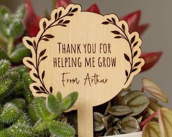 Thank You For Helping Me Grow Plant Tag – Teacher Plant Gift | Nursery Leavers Present | Flower Pot Sign for Succulents, Gift For Teacher