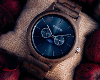 Gegraveerd houten horloge cadeau voor mannen, gepersonaliseerd cadeau voor hem, 5e verjaardag cadeau voor man, uniek verjaardagscadeau, trouwdag cadeau bruidegom