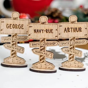 Christmas North Pole Place Names Personalised Christmas Table Place Names Christmas Table Decorations Wooden Place Settings For Xmas Day
