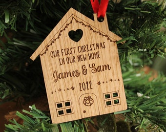 Our First Christmas At Our New Home Christmas Ornament,Personalised New Home Decoration,First Christmas New Home Gift,Wooden House Ornament