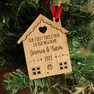 First Christmas in our New Home Christmas Ornament - Engraved Wood