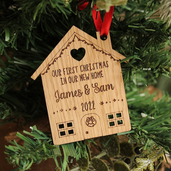Our First Christmas At Our New Home Christmas Ornament,Personalised New Home Decoration,First Christmas New Home Gift,Wooden House Ornament