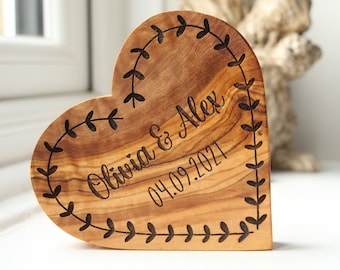 Personalised Wooden Anniversary Gift, Valentines Gift For Her, Freestanding Heart Shaped Ornament, Mr And Mrs Gift, 1st Wedding Anniversary