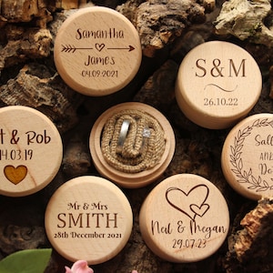 Personalised Wooden Wedding Day Ring Box, Ring Bearer, Gift For Newlywed Couple, Double Ring Holder For Ceremony, Just Married, Mr & Mrs image 1