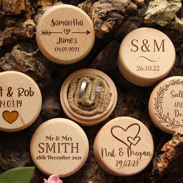 Personalised Wooden Wedding Day Ring Box, Ring Bearer, Gift For Newlywed Couple, Double Ring Holder For Ceremony, Just Married, Mr & Mrs
