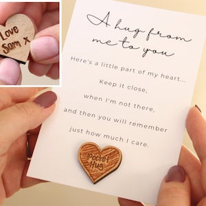Personalised Heart Pocket Hug Token Gift, Care Package For Her Comfort, Thinking Of You, Cheer Up Gift, Sending A Hug, Sorry For Your Loss