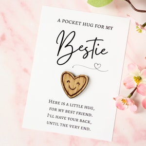 Heart Shaped Bestie Pocket Hug Token, Thinking Of You Hug, You've Got This Gift, Miss You, Love You, Thoughtful Gift Idea For Best Friend