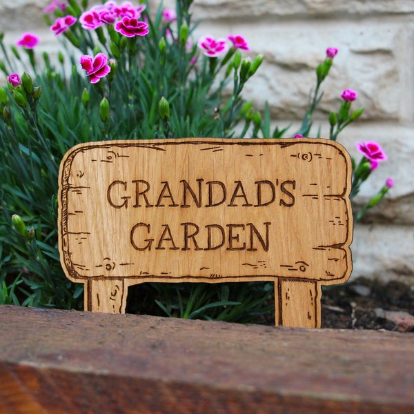 Plaque de jardin personnalisée - N'importe quel nom, cadeau pour les amateurs de jardin, idéal pour le jardinage de grand-père et grand-mère, jardinier passionné