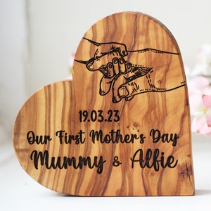 Personalised &#39;Our First Mothers Day Together&#39; Wooden Heart, 1st First Mothers Day Gift Engraved Mummy Gift, Keepsake Gifts From Daughter Son