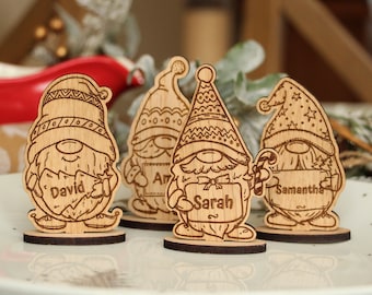 Christmas Gonk Place Names, Personalised Christmas Table Decorations, Christmas Table Setting Decor, Wooden Keepsakes For Xmas Day