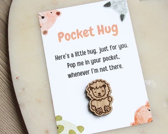 Strong Little Lion Pocket Hug Token For Child, Children's Anxiety Support Gift, A Hug From Mum, Little Worry Lion, Seperation Anxiety Animal