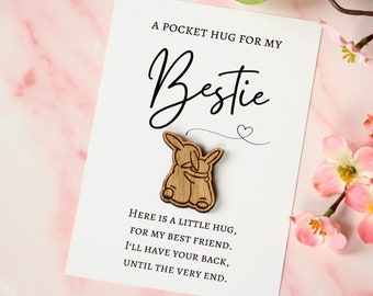 Bunnies Hugging Pocket Hug For Best Friend,Pocket Hug For My Bestie, Virtual Hug Token, Special Friend Hug Token, Send A Cuddle, Rabbit Hug