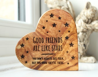 Best Friends Gift - Personalised Best Friends Are Like Stars Olive Wood Ornament,Birthday Gift For Best Friend,Freestanding Gift For Bestie