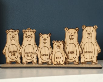 Personalised Bear Family Ornament, Family Name Keepsake, Gift From Children to Parents or Grandparents, Gift For New Family For Fathers Day