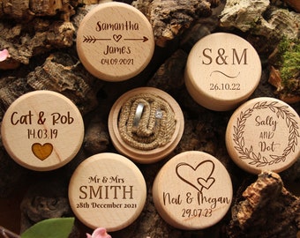 Personalised Wooden Wedding Day Ring Box, Ring Bearer, Gift For Newlywed Couple, Double Ring Holder For Ceremony, Just Married, Mr & Mrs