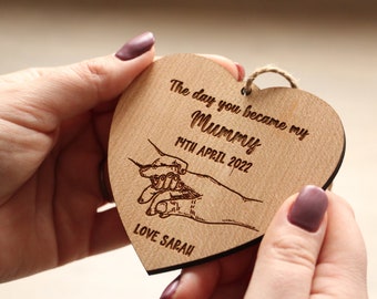 The Day You Became My Mummy Date Heart From Daughter, Personalised Mummy and Child Gift, New Mummy Gift, First Mothers Day From Son, New Mum