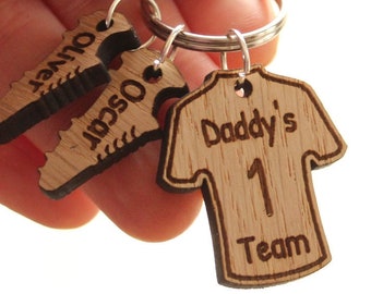 Personalised Daddy's Team Football Shirt Keyring, Gift For Dad, Fathers Day Gift, Dad Gift From Kids, Daddy Birthday Gift, To Dad From Son