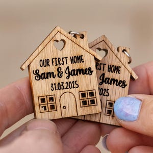 Our First Home Personalised Couples Keyring, House Warming Key Chain, Moving House Gift, New Home Keyrings, His & Hers Keyring Homeowner