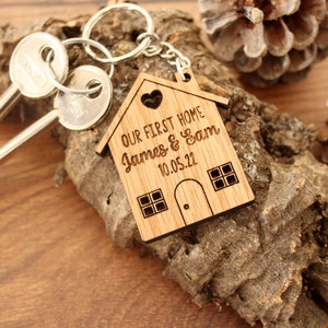 2x Our First Home Personalised Couples Keyring, House Warming Key Chain, Moving House Gift, New Home Keyrings, His & Hers Keyring Homeowner image 4