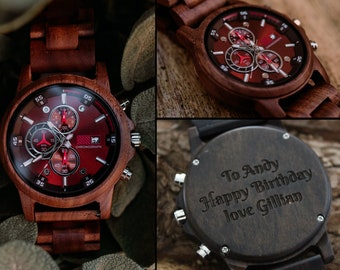 Herrenuhr aus Holz, Weihnachtsgeschenk für Männer, personalisiertes Geschenk zum 5