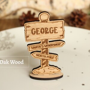 Christmas North Pole Place Names, Personalised Christmas Table Place Names, Christmas Table Decorations, Wooden Place Settings For Xmas Day image 4