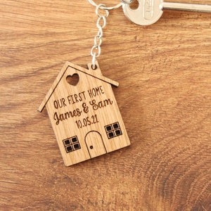 2x Our First Home Personalised Couples Keyring, House Warming Key Chain, Moving House Gift, New Home Keyrings, His & Hers Keyring Homeowner image 5