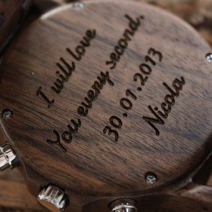 Engraved Wooden Watch Gift For Men,Personalised Gift For Him,5th Anniversary Gift For Husband,Unique Birthday Present,Wedding Day Gift Groom zdjęcie 6