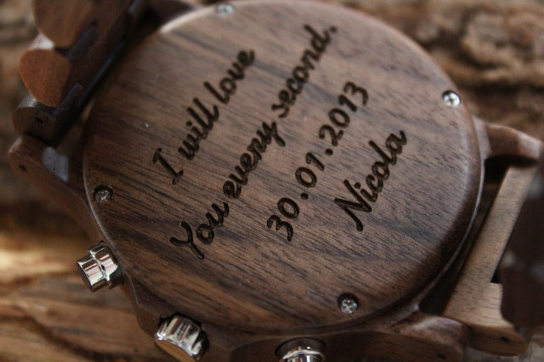 Engraved Wooden Watch Gift For Men,Personalised Gift For Him,5th Anniversary Gift For Husband,Unique Birthday Present,Wedding Day Gift Groom zdjęcie 6