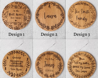 Personalised Floral Coasters - Unique Rustic Wedding Day Favours, Oak Veneer Drinks Coaster, 5 Year Wedding Anniversary Gift, Housewarming