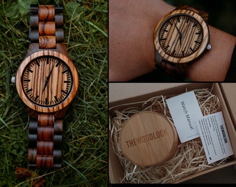 Wooden watch for men / Engraved Gift For Him / Anniversary Present For Husband Personalised / Birthday, Retirement, Groomsmen, Bestman Watch