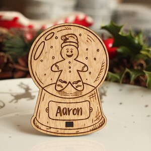 Personalised Snow Globe Table Name Place Settings, Christmas Place Names, Xmas dinner decorations, Winter Wedding Favours & Place Cards image 7