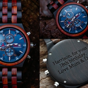 Wooden watch for man, wood watch, bestman gift, unique retirement present, Christmas Gift, 1 year / 5th Anniversary idea, personalise watch