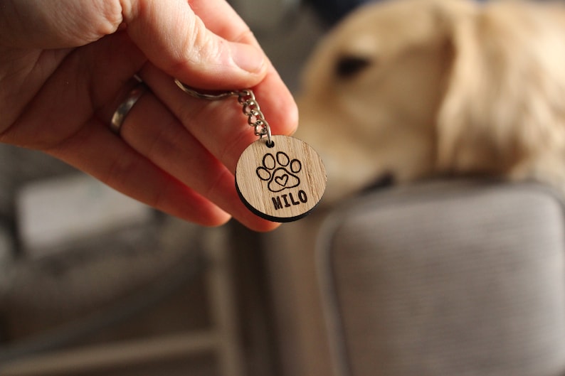 Personalised Paw Print Keyring, Cat & Dog Tag Name ID, Pet Remembrance Gift, Cat Memorial Gift, Dog Loss Sympathy Gift, Dog Memory Gift zdjęcie 3