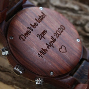 Personalised Wooden Watch, Valentines Day Gift For Him, Mens Wrist Watch,Unique Anniversary Gift,Engraved Wedding day gift for groom,bestman image 4