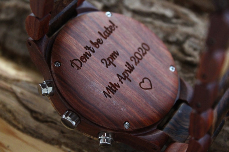 Personalised Wooden Watch, Valentines Day Gift For Him, Mens Wrist Watch,Unique Anniversary Gift,Engraved Wedding day gift for groom,bestman image 4