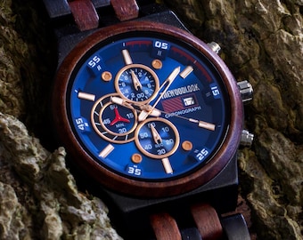 Lisbon - Personalized Wooden Wristwatch for Men,Engraved Husband Gift,Unique Timepiece,Custom Birthday Watch for Him,Mans Anniversary Gift