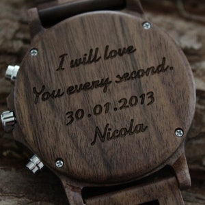 Engraved Watch / Fathers Day Gift For Him, Watches for man / Personalised Wooden Watch for men / Unique Present / For Son Grandson Grandad image 5