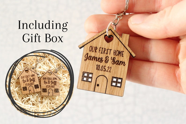 2x Our First Home Personalised Couples Keyring, House Warming Key Chain, Moving House Gift, New Home Keyrings, His & Hers Keyring Homeowner 