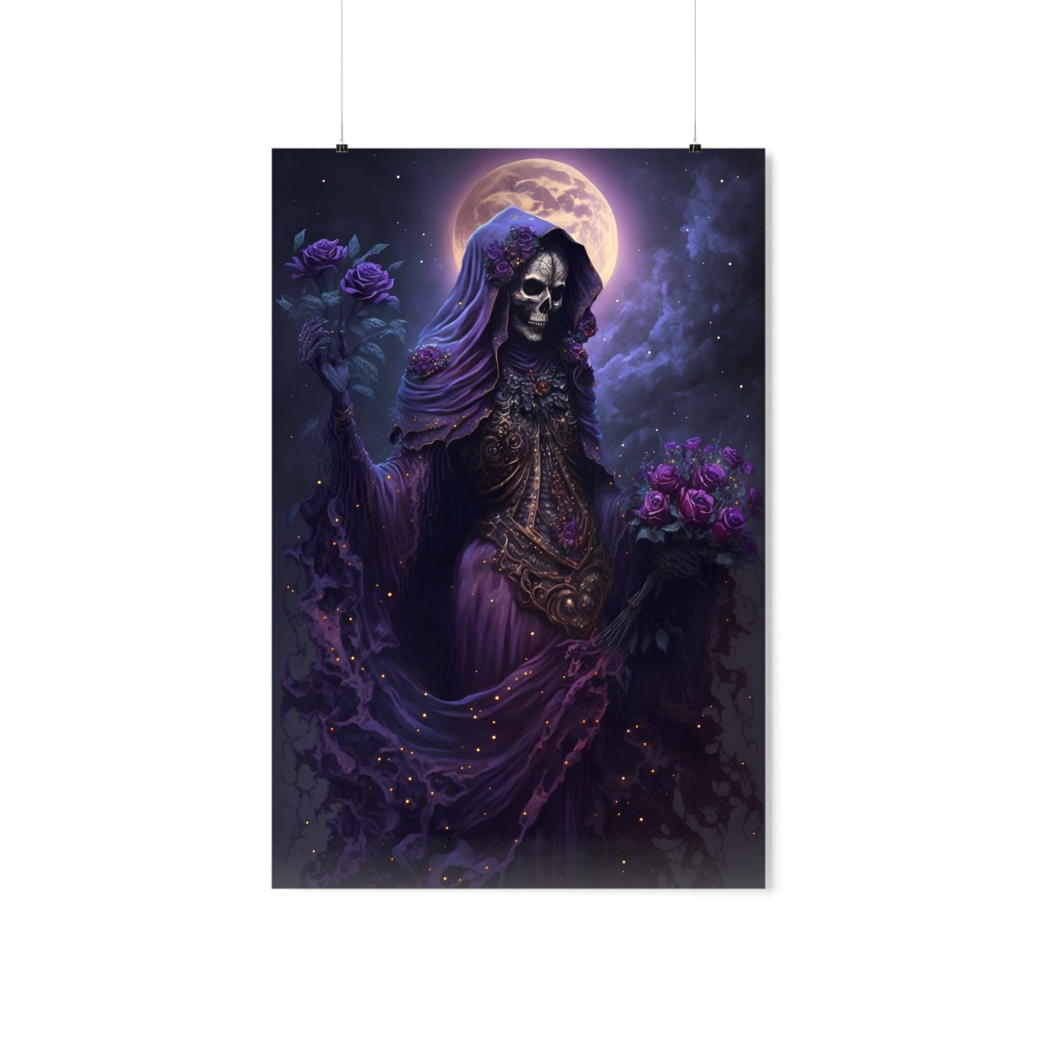 Purple Santa Muerte Large Wall Art, Purple Santísima Muerte Poster