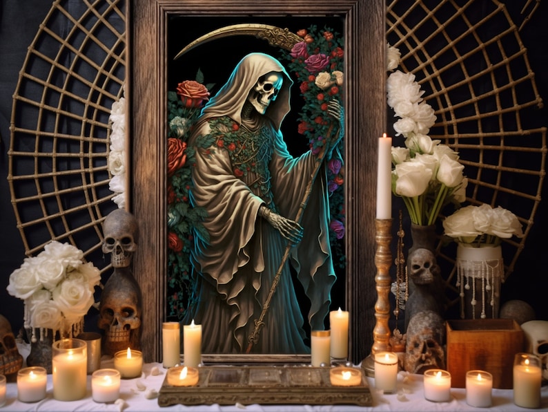 Santa Muerte Large Wall Artwork Santísima Muerte Poster Art Etsy