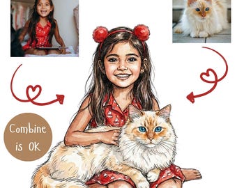 Custom Watercolor Portrait from Photo | Personalized Illustration | People Pets House Art | Digital Watercolor Painting