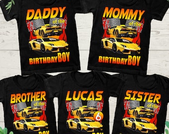 Personalized Super Car Birthday Boy Shirt: Hot Wheel Party (PNG File)
