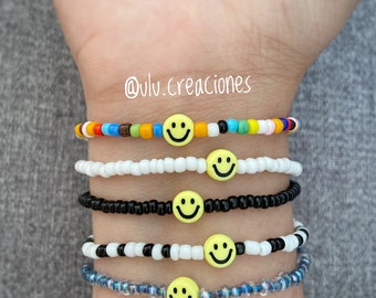 Pulsera cara sonriente, pulsera cara feliz, pulsera de amigos, regalo para su cumpleaños