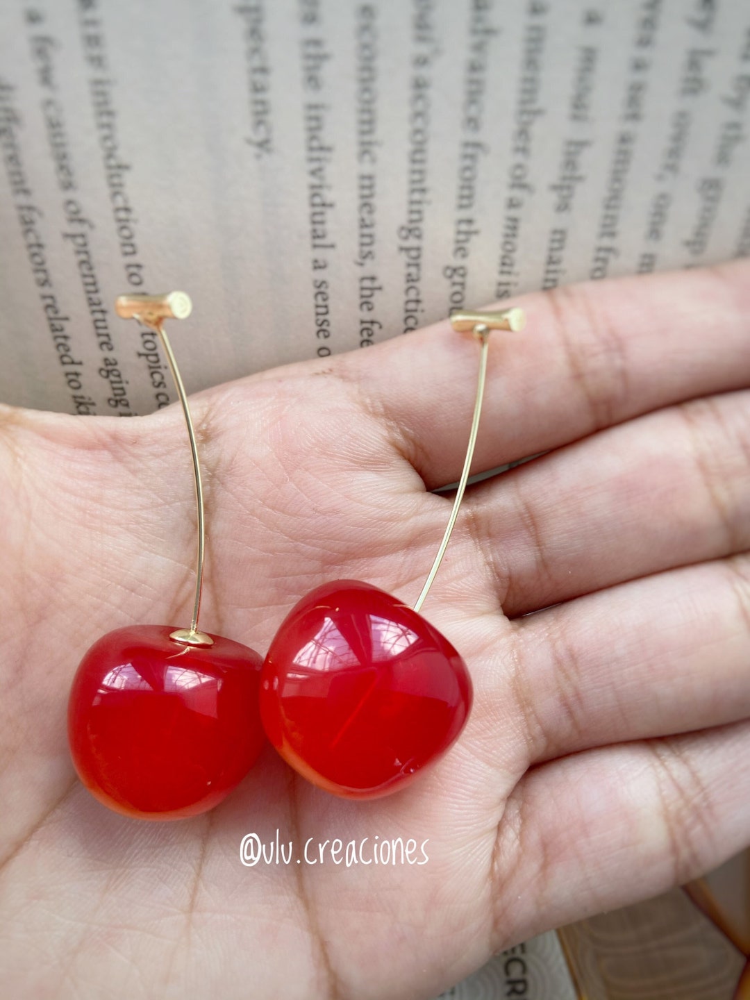 Cherry Shaped Earrings, Cute Dropping Kawaii Red Cherries Statement