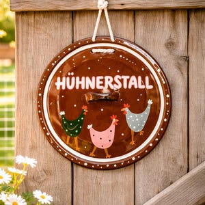 Bemalter Topfdeckel Hühnerstall - Deko, Stalldeko - Geschenkidee - lustige Hühner - Geschenk Bauernhof Vintagedeko - Ostern Geschenkidee