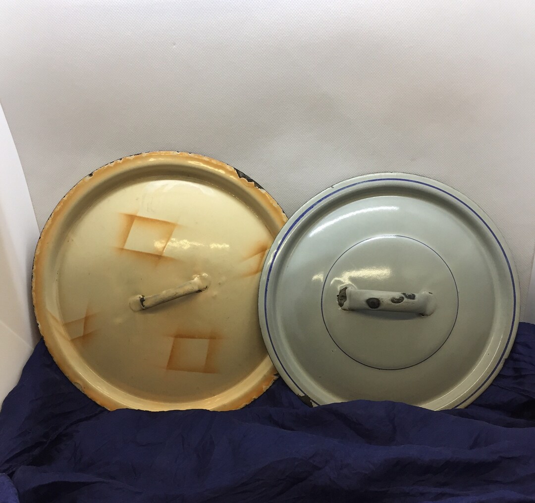Old Pot Lids Enamel Lids Enamel Lintels Lid Lintels Etsy